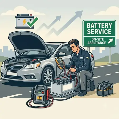 Roadside car battery jump start and replacement in Doha, Qatar - Satha Breakdown
