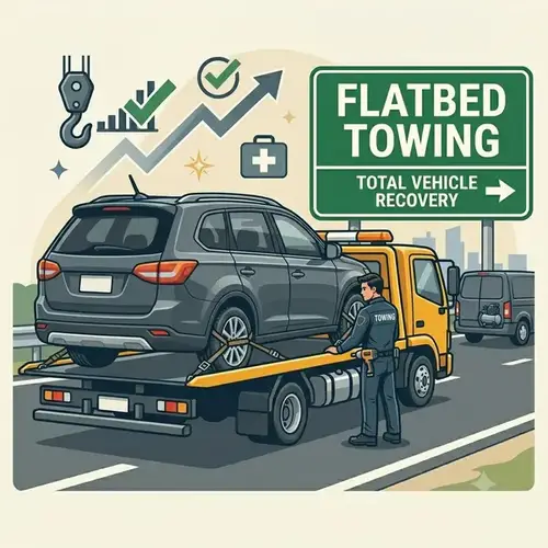 Flatbed car towing for breakdowns in Doha, Qatar - Satha Breakdown