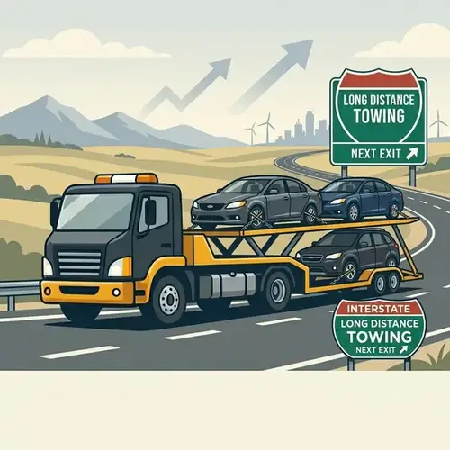 Long distance inter-city car towing across Qatar - Satha Breakdown