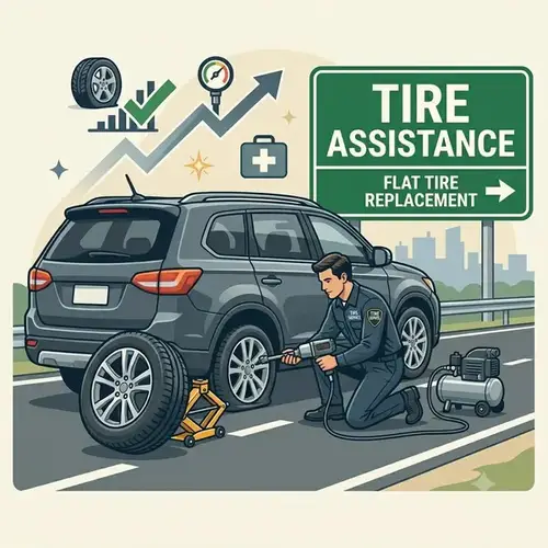 On-site flat tyre change and puncture repair in Doha, Qatar - Satha Breakdown